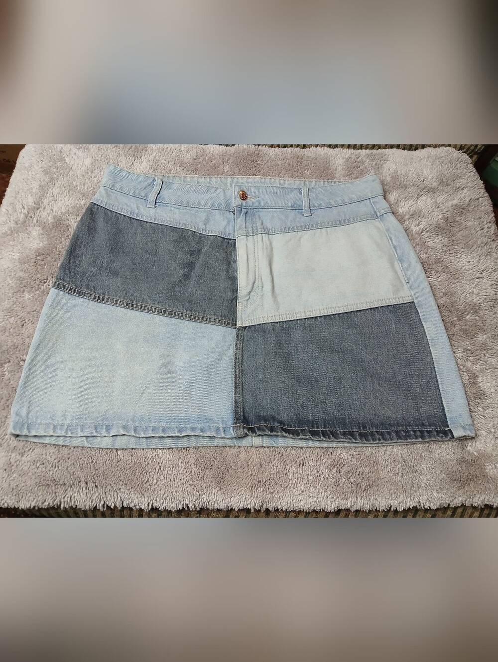 Wild Fable Patchwork Light and Dark Blue Denim Mini Skirt